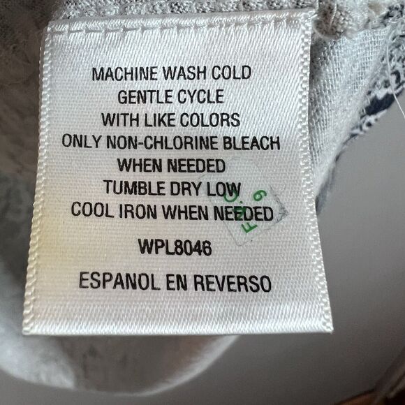 Style & Co Blouse Women's Size XL Floral Long Sleeve Boho Blue & White - Picture 6 of 9